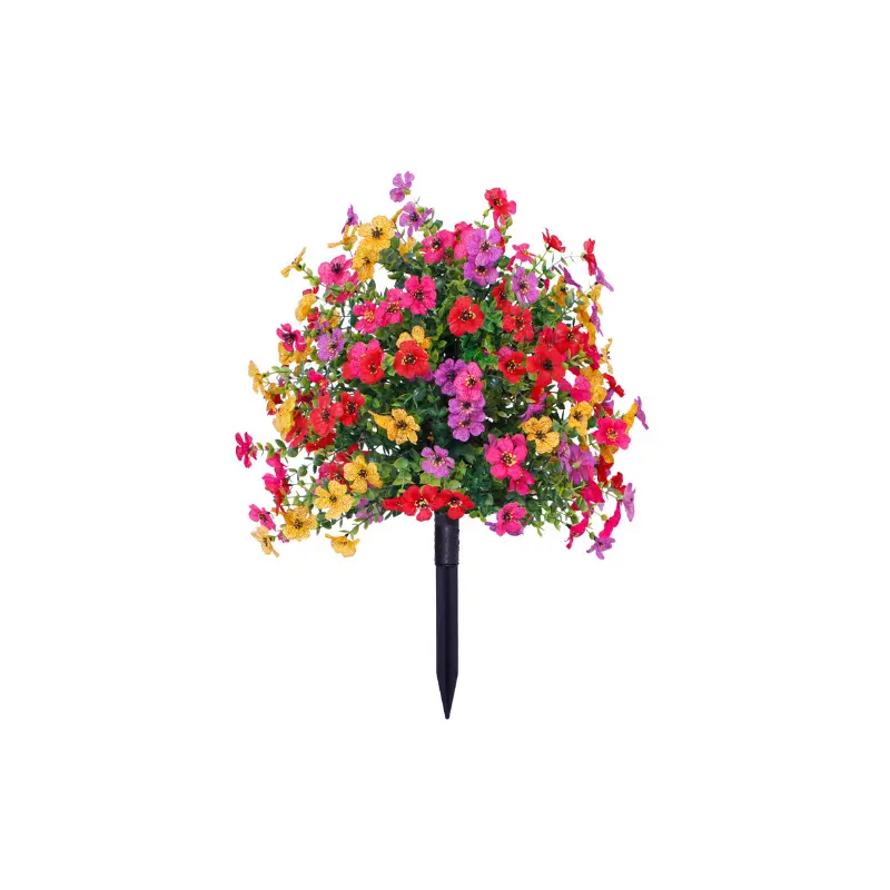 Lifelike Artificial Violet Rose Bushes, UV Resistant & Waterproof Outdoor Faux Flowers, Low Maintenance Garden Porch Patio Decor, No Watering Required All Year Round