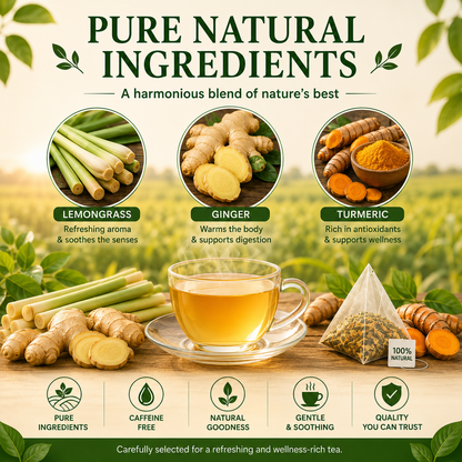 Golden Wellness Tea – Lemongrass Turmeric Ginger Herbal Tea