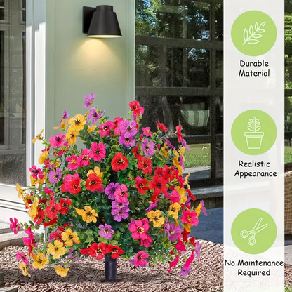 Lifelike Artificial Violet Rose Bushes, UV Resistant & Waterproof Outdoor Faux Flowers, Low Maintenance Garden Porch Patio Decor, No Watering Required All Year Round