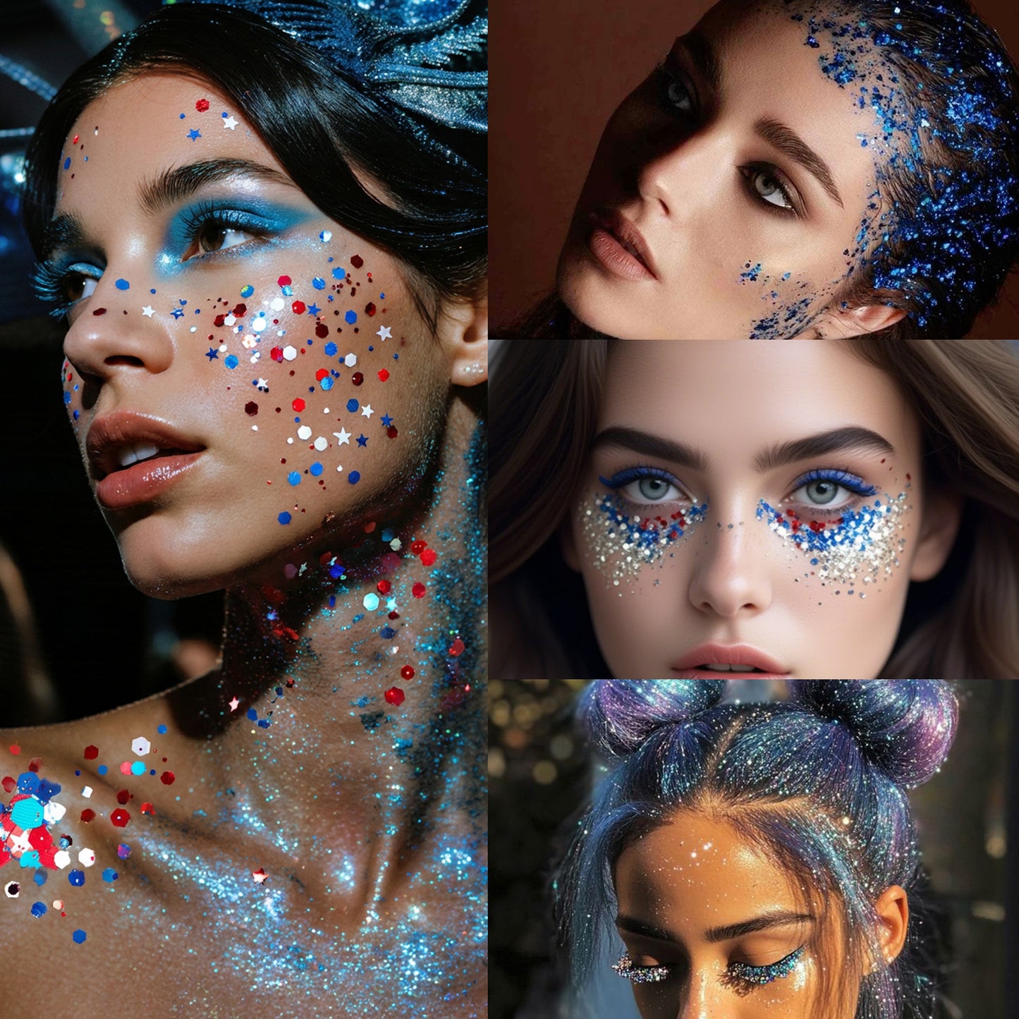 4th of July Glitter Stick | Red, White & Blue Body & Hair Sparkle for Independence Day Party, Festival & Fun Holiday Look