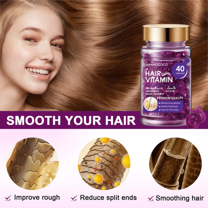 Say Goodbye to Dry Straw Hair – Start with One Capsule|40 Hair Care Essence Capsules | Deep Nourishment · Lightweight · Instant Smoothness