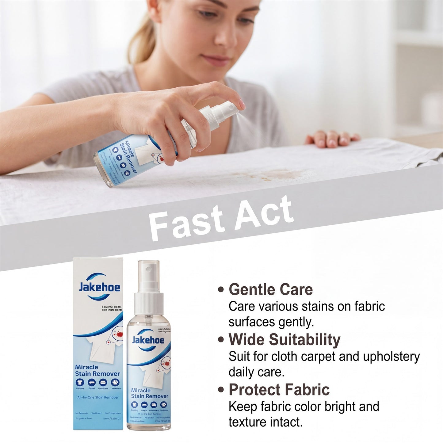 NEW!Miracle Stain Remover Spray – One Solution for Nearly All Household Stains, Powerful & All-in-One Free of Harsh Chemicals, Ultra-Effective Cleaner for Stubborn Tough Stains