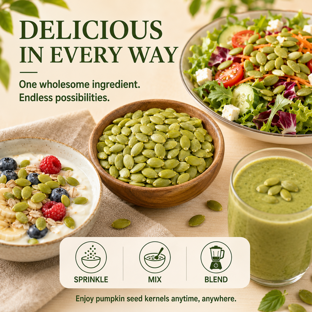 Natural health supplement – Premium Pumpkin Seed Kernels丨Plump, crispy, and delicious, ready to eat