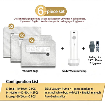 [Upgraded] Cordless Travel Vacuum Bag Set Vacuum Bags for Travel with Rechargeable air Pump, 15 Pack Carry-on Size Compression Packing Bags for Luggage and Suitcase