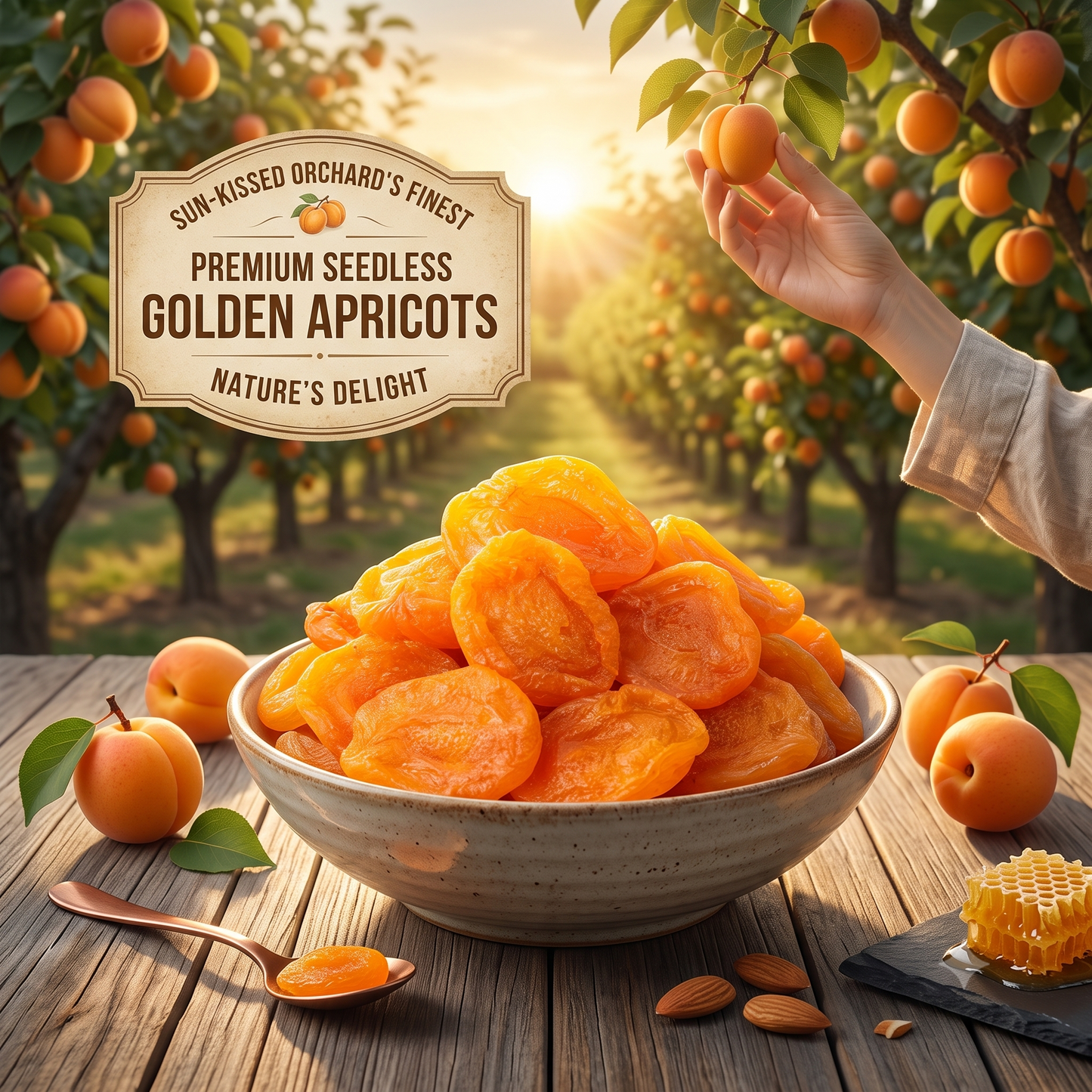 Large & meaty seedless dried apricots—soft and chewy, featuring a lightly sweet flavor with a tangy twist