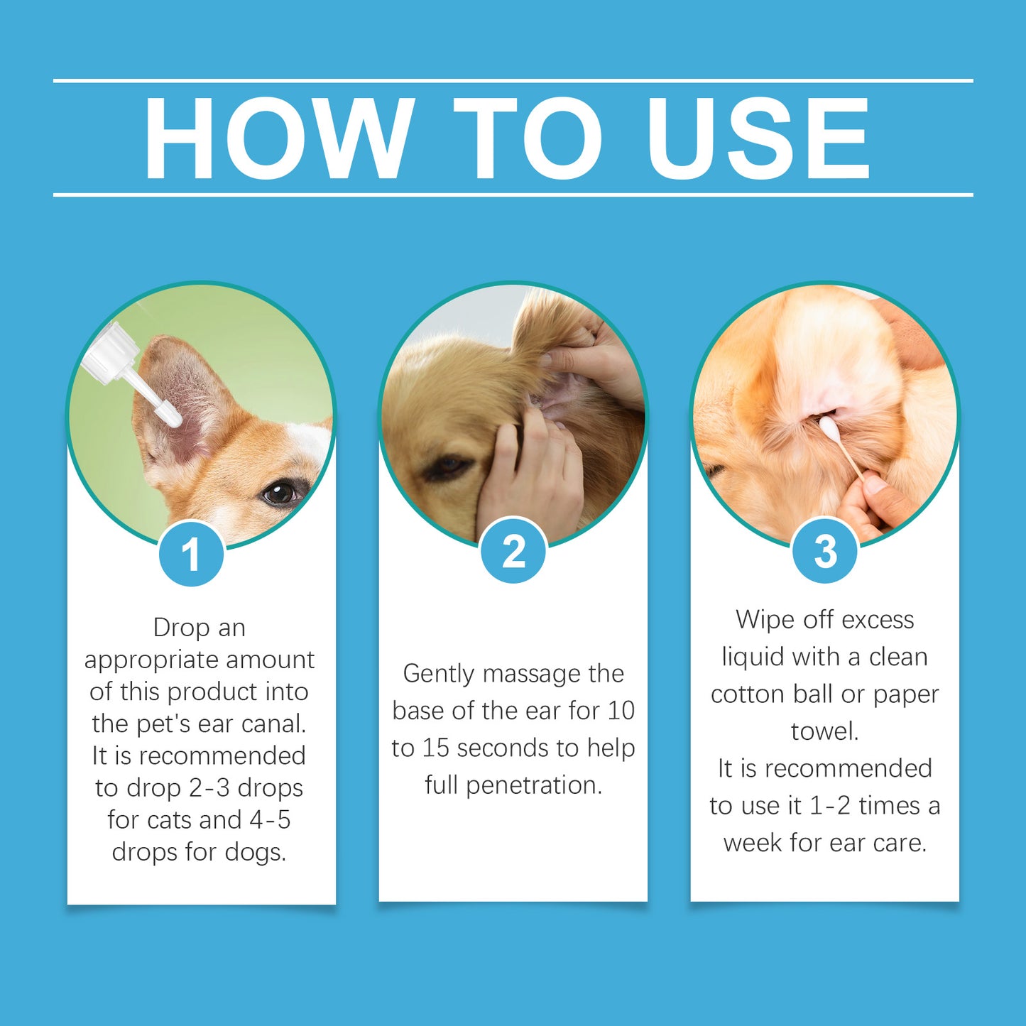 Gentle Pet Ear Care Solution | Daily Cleansing & Odor Removal for Dogs & Cats