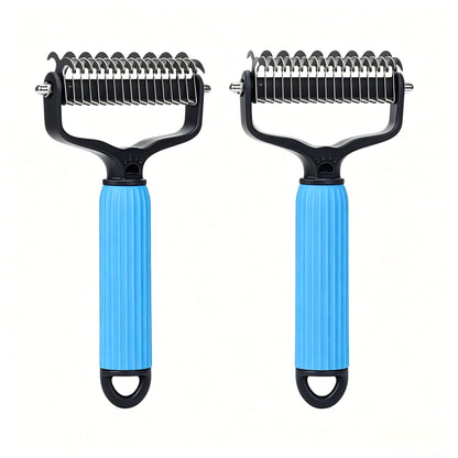 Pet Detangling Comb for Dogs Double Sided Stainless Steel Grooming Tool for Coat Care Shedding Removal Easy to Use One Click Cleaning