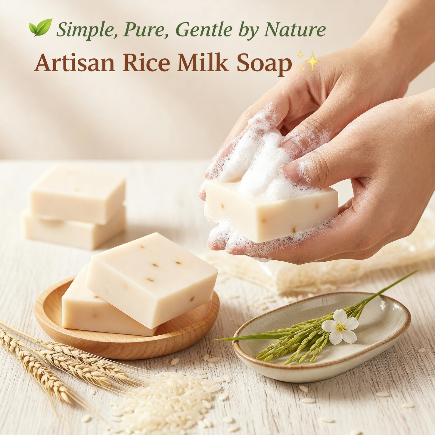 🌟 Artisan Handmade Rice Milk Soap Bars